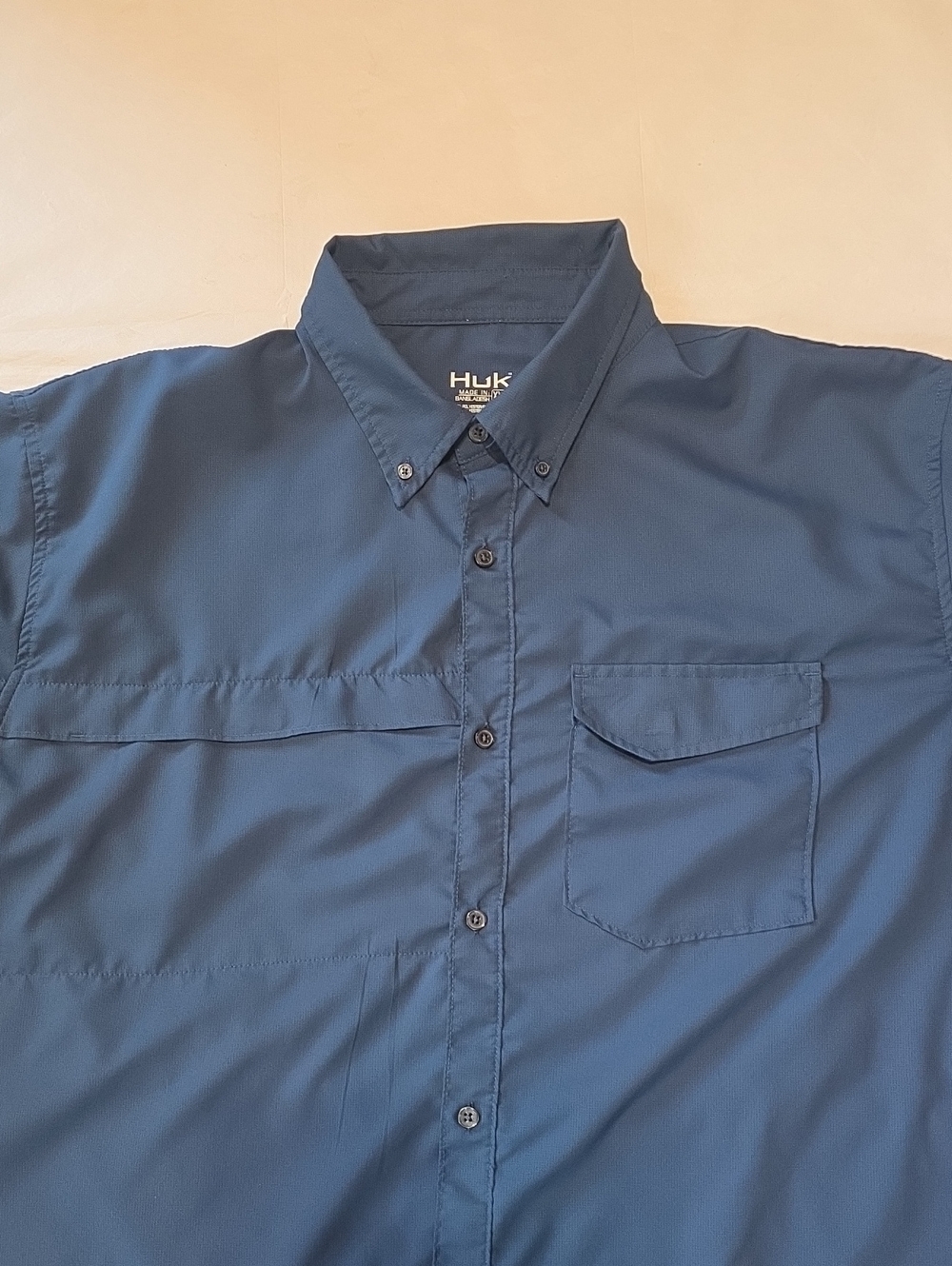 Huk Men's Lightweight Vented Button-front Fishing Shirt Navy XXL